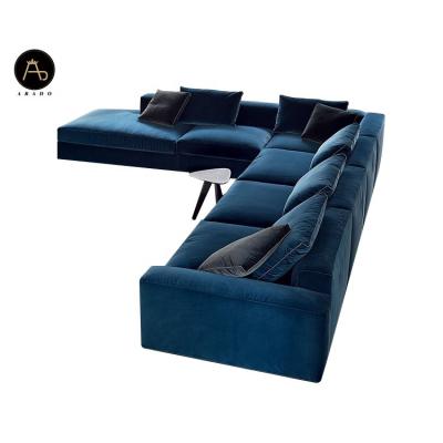 China Customized Designer Color Popular Italian Home Living Room Comfortable Feather Inside L Shape Sofa for sale