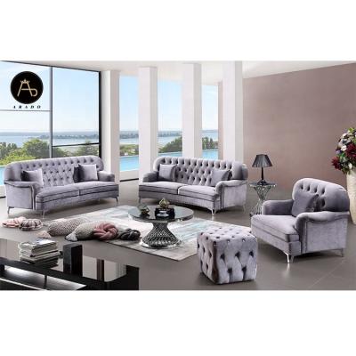 China New Customized Color Living Room Furniture Velvet Chesterfield 3 2 1 Arabic Sofa Set Majlis for sale