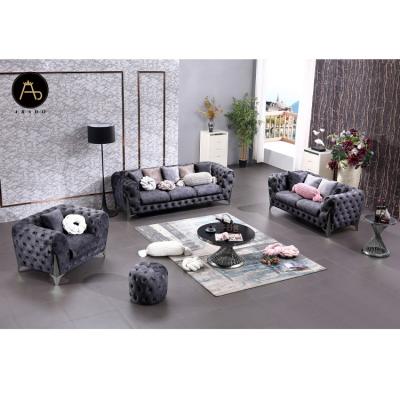 China Newest Design Color Living Room Furniture Turkish Velvet Fabric Customized Chesterfield Modular Luxury Sofa Set for sale