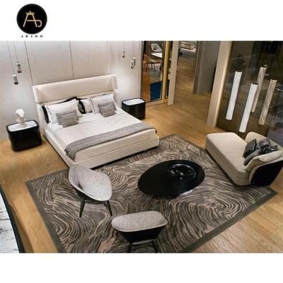 China Newest Design Factory Customization Luxury Leather White Italian Bed High Back Soft Bed for sale