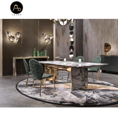 China Customization Factory Highest Quality Dining Room Furniture Sets Luxury Marble Gold Dining Table Set for sale