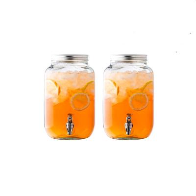 China Water Or Juice Dispenser For Home Or Hotel Mason Jar Clear Glass Beverage HOT Beverage Juice Dispenser With Metal Lid for sale