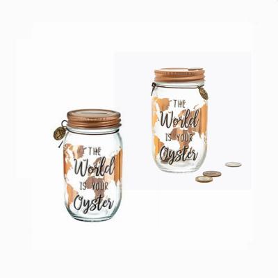 China Mason Jar Glass Piggy Bank For Home Saving/Money Saving Bulk Promotional Mason Jar Piggy Bank Glass Wholesale for sale