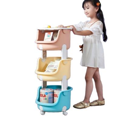 China Sustainable Kids Toy Storage Organizer 3-Tier Rolling Cart for sale