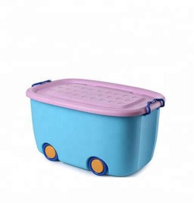 China Viable universal plastic toy storage box lid container for kids plastic sotrage box with wheel for sale