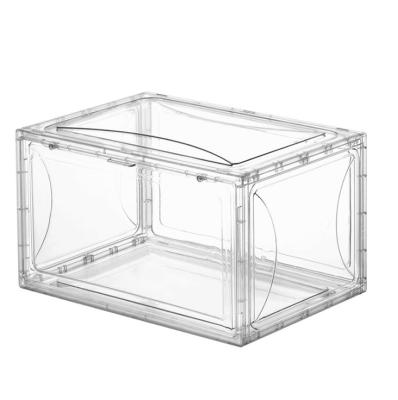 China Home Sustainable Storage Container Transparent Plastic Stackable Shoe Box for sale