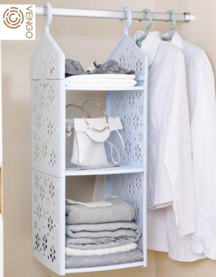 China 3 Layers Sustainable Hanging Rack Storage Closet Organizer Wardrobe Closet Rack Hangers for sale