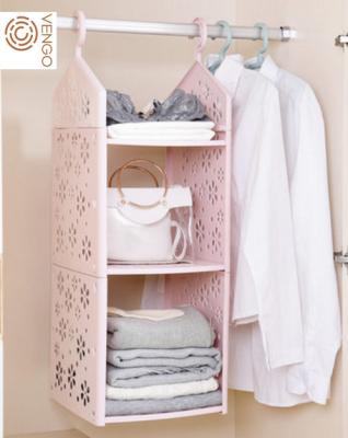 China China Viable Supplier Plastic Hanging Shelves Cabinet With 3 Layers Hanging Mesh Pockets Storage Hanging Closet Organizer for sale