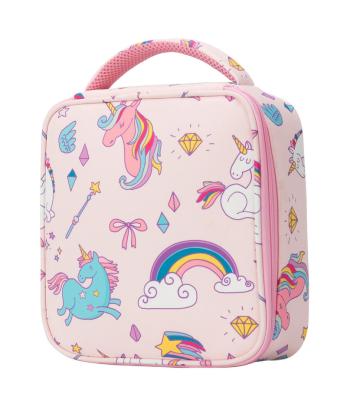 China Waterproof Cooler Lunch Bag Kids Customized Lovely Pink Unicorn Kids Insulated Durable Lunch Bags Eco-Friendly for sale