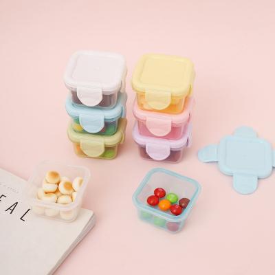 China Cute Plastic Mini Food Serving Container 60ml Freshness Storage Square Sauce Container Food Serving Box For Snacks for sale