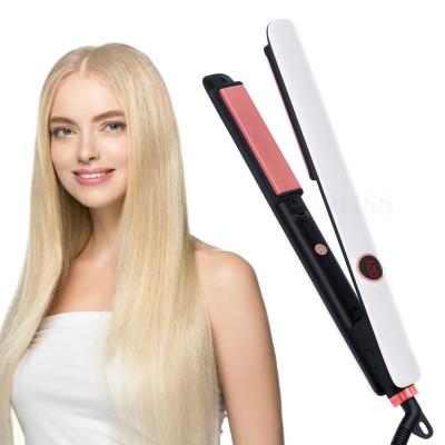 China Factory Price Adjustable Private Label Settings Heat Ceramic Flat Irons LCD Display Professional Flat Iron Hair Straightener With Switch Lock for sale