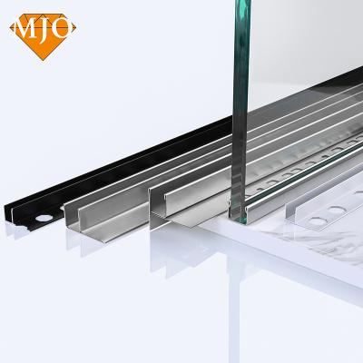 China Modern Foshan Supplier MJO U Shape Stainless Steel Backing Glass Profiles For Decoration 304/316 Stainless Steel Tile Glass Trims for sale