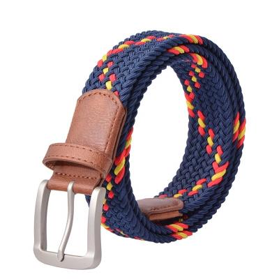 China Elastic Braided Belt Multi Color Women Men Ladies No Holes Leather Inlay Stretch Woven Golf Belt for sale