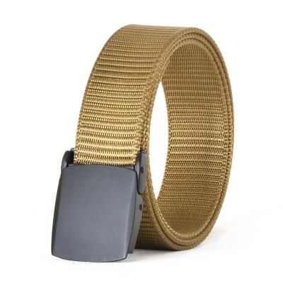 China Nylon Fabric Men's Belt, No Holes Thicken Breathable Web Ratchet Belt Pants Jeans Belt With Alloy Automatic Buckle for sale