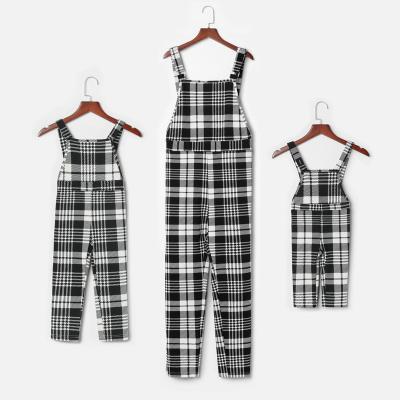 China Mommy and Me QUICK DRY Clothing Family Look Plaid Mother Daughter Matching Rompers for Women Girls Baby Overalls for sale