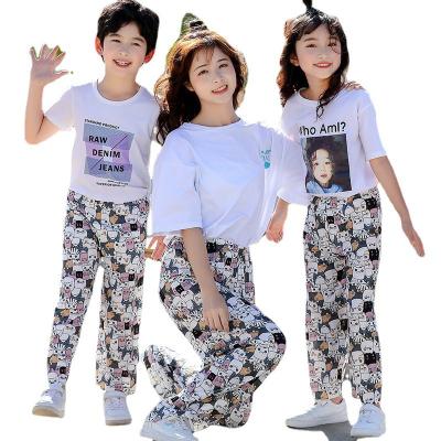 China QUICK DRY Summer Casual Flare Pants Loose Long Pants Mom Daughter Stylish Strap Wide Leg Pants Sets Family Matching Outfits for sale