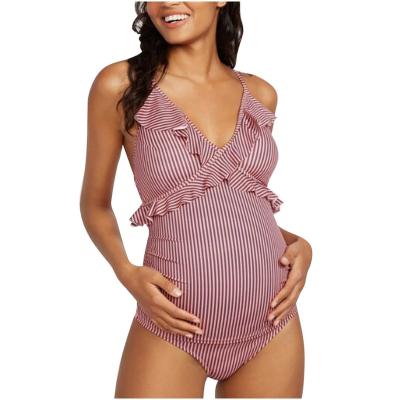 China Gradient Pregnant Women One Piece Striped Sexy Swimwear Plus Size Swimwear Maternity Swimwear for sale