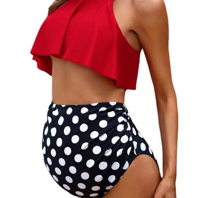 China Gradient Two-Piece Ruffles Beachwear Pregnant Bikini High Waist Swimsuit Maternity Suit Dot Set Premama Swimwear Bathing for sale