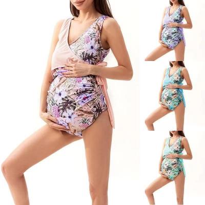 China Gradient Recycle Polyester Swimwear One Piece Swimsuit Pregnancy Maternity Swimwear For Pregnant Women for sale