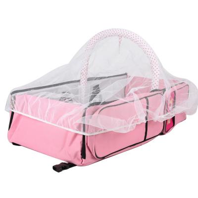 China Mummy Bag Large Capacity Waterproof 3 in 1 Travel Baby Carrier Bag Crib Cot Diaper Bag Foldable Shoulder Bag for sale