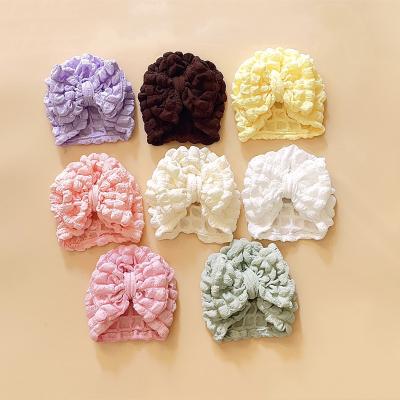 China New 2023 Spring Large Double Layer Bow Trend Guide BubblePullover Hat Casual Princess Baby Headband Turban Beanie for sale