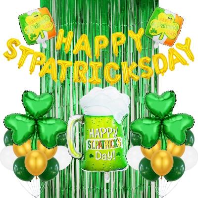 China St Patrick's Day Party Decorations Holiday Irish Clover Banner Set Balloon One Birthday Spiral Charm Set Wild Party Balloon for sale