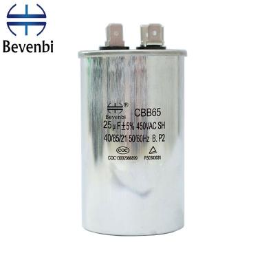 China AC Motor Bevenbi 20UF25UF30UF35UF40UF45UF50UF55UF60UF 450V Air Conditioner Spare Parts Capacitor CBB65 For AC Motor for sale