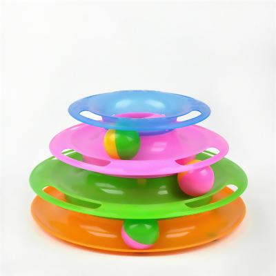 China New Viable Pet 3 Levels Colorful Cat Tower Toy With Three Colorful Ball Wholesale In Running Cat Toy for sale