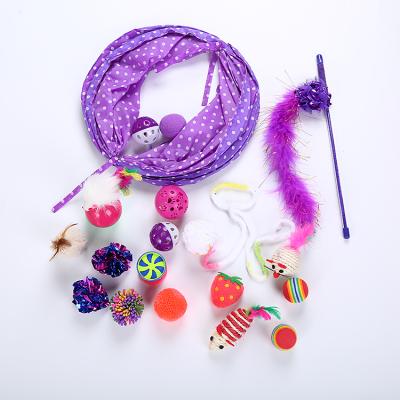 China Viable Cat Toy Set Wholesale 17pcs Pet Products In Stock Fast Delivery 2021 Hot Selling Amazon Cat Toy for sale