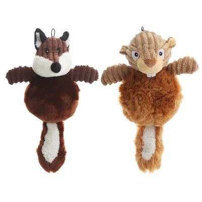 China Viable Cute Fox Squirrel Shape Dog Plush Toy With Squeak Pet Toy Dog Toy for sale