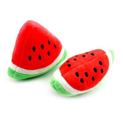 China Hot-sale Triangle Rectangle Stuffed Fruit Toy For Dog Plush Sustainable Dog Chew Sounding Watermelon Dog Toy for sale