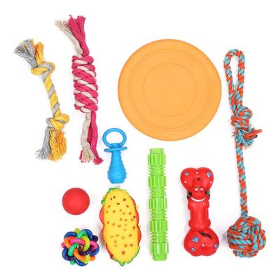 China Viable Hot Selling Dog Toy Cotton Rope TPR Flight Disc Enamel Teething Set for sale