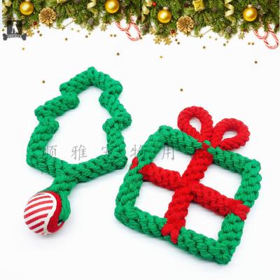 China Viable Tooth Cotton Rope Christmas Dog Toy Bite Cotton Rope Dog Toy Cleaning Molar Resistant Set for sale