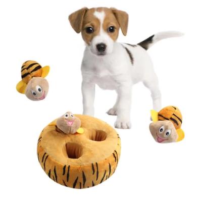 China New Stocked Pet Scratch and Hide Sound Bee Plush Toy Dog Teething Toy for sale