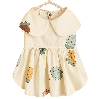 China Sustainable Pet Clothes Dress Fruit And Strawberry Print Spring And Summer Clothes Small And Medium Pet for sale