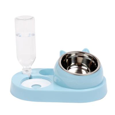 China New Sustainable Design Increased Stainless Dog Food Portable Metal Bowl Water Bottle Silicone Mat Pet Bowls for sale