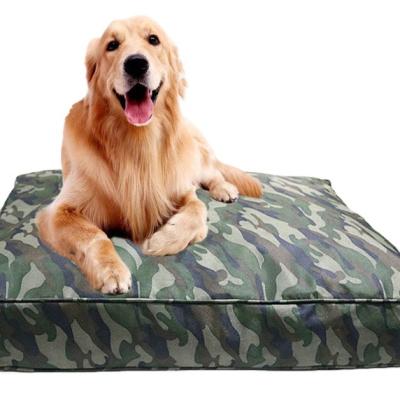 China Breathable Wholesale Removable Bite Resistance Rectangle Army Color Dog Bed for sale