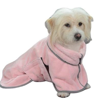 China Sustainable Wholesale Luxury Pet Bathrobe Pink Dog Drying Coat Dog Bathrobes for sale