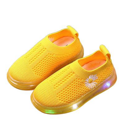 China Light up children's shoes light flying shoes woven into small soled children gently baby shoes glow for sale