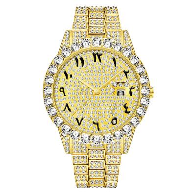 China High Quality Luxury Brand Diamond Iced Out Watches Men's Quartz Diamond Watch Top 18k Gold Day/Date Arabic Numeral Watch Men's Watch for sale