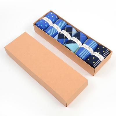 China Antibacterial Blue Geometric Jacquard Style Breathable Modal Men's Dress Mid Length Dress Business Gift Socks Box for sale