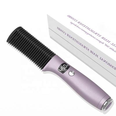 China Outdoor Automatic 7 Speed ​​Change Temperature Home Use HD Screen Smart Electric Anion 3 in 1 Hair Straightener Brush Comb for sale