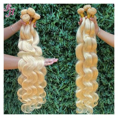 China FH Body Wave Blonde 613 Human Hair Weave Bundle Virgin Remy Virgin Hair Cuticle Aligned Hair Blonde 613 Body Wave Bundles for sale