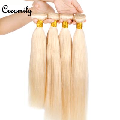 China Good Quality Human Hair Extension 613 Double Straight Wave Silky Straight Bundles Drawn Blonde Hair for sale