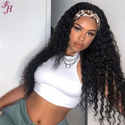 China New Design Deep Wave FH Loose Deep Wave Headband Wigs Hair None Lace Front Wigs With Black Headband for sale