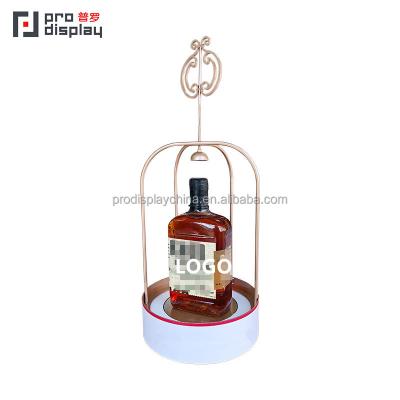 China Fancy Bar Birdcage Wooden Design Customized Wire Powder Coated Metal Wine Display Stand for sale