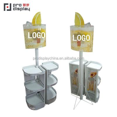 China Wood Customized Standing Detachable Metal Wine Drinks Display for sale