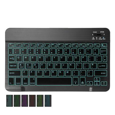 China 10 Inch RGB Backlit Universal Slim 7 Inch Backlight Wireless Rechargeable Wireless Keyboard For Mobile Phone Tablet Laptop Ipad Computer for sale