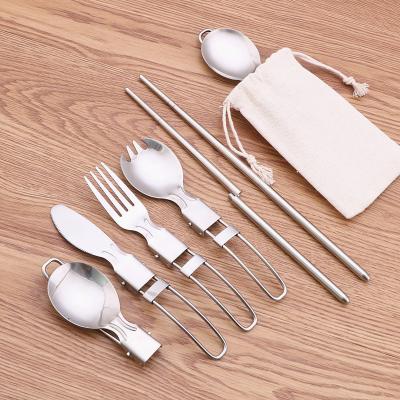 China 9*4cm Foldable Kitchen Flatware Sets 304 Stainless Steel Fork Spoon For Camping for sale