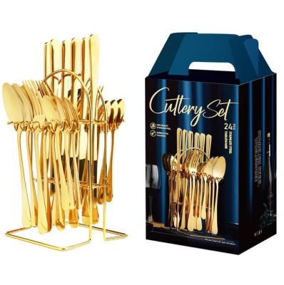 China SGS 24 Pieces Golden Silverware Set for sale